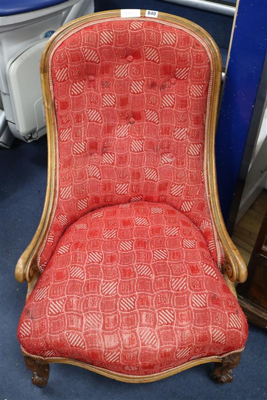 A Victorian mahogany nursing chair